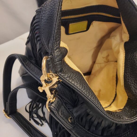 Fringe Western Large Shoulder Hobo bag purse Black Gold Cowgirl Hippie Boho bag - Picture 7 of 7